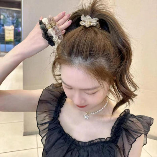 Tie headband net red headband tie hair new hair rope foreign style head flower adult mesh ruffled hair ring durable hair accessories