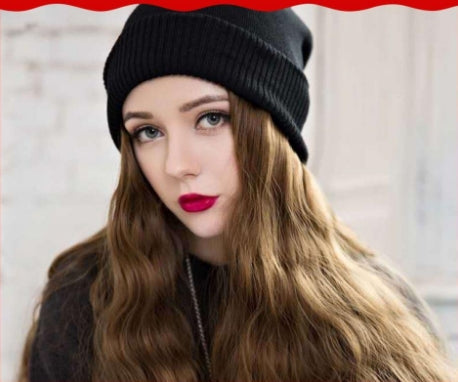 Woolen hat with wig all-in-one female fall and winter models stacked cap wool roll net red fashion long roll full head cover