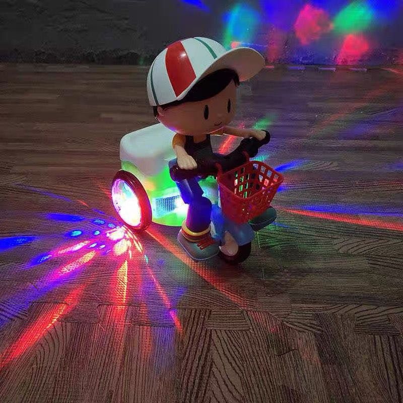 Baby electric toy car stunt tricycle rotating children's lights music universal wheel boy jitterbug 1-3 years old